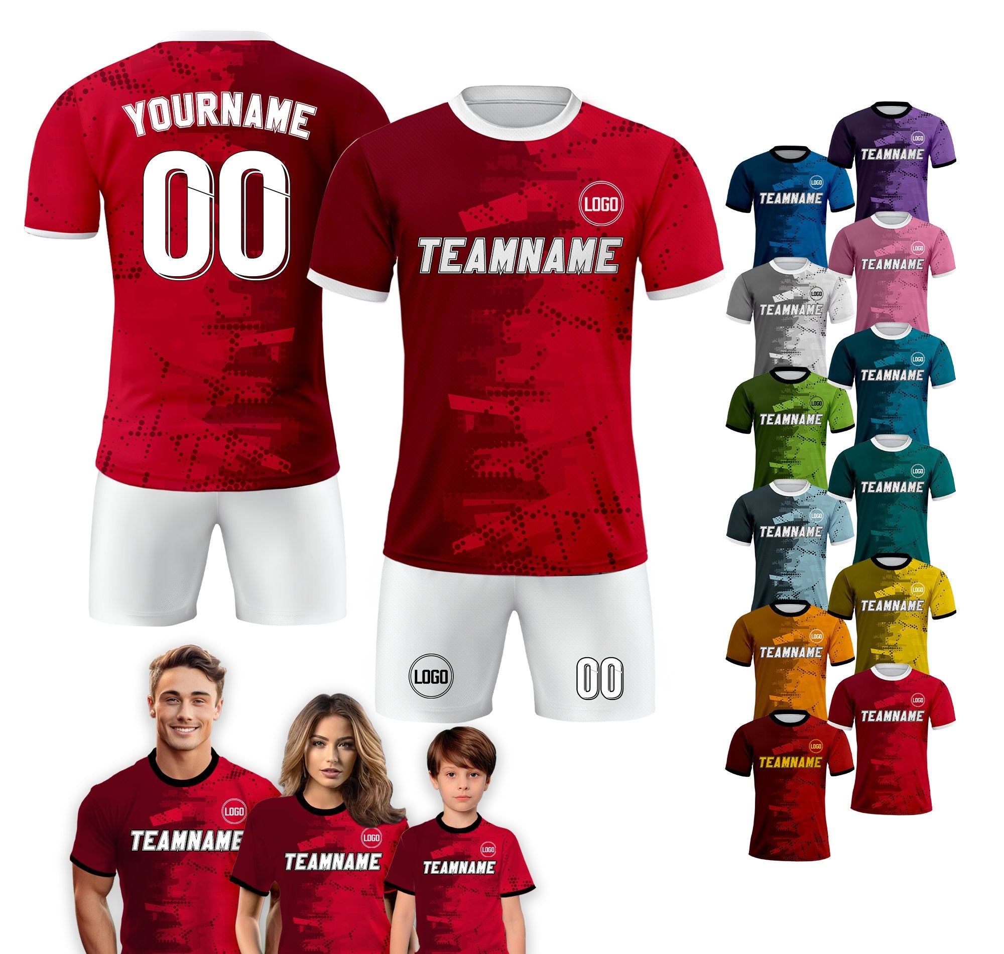 Custom Soccer Jersey for Men Women Youth Kid Team Uniform, Personalized Jersey with Team Name Logo Number, Custom Red Soccer Jersey Shirt