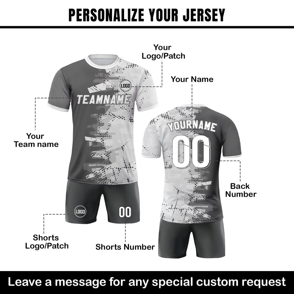 Custom Soccer Jersey for Men Women Youth Kid Team Uniform, Personalized Jersey with Team Name Logo Number, Custom Gray Soccer Jersey Shirt
