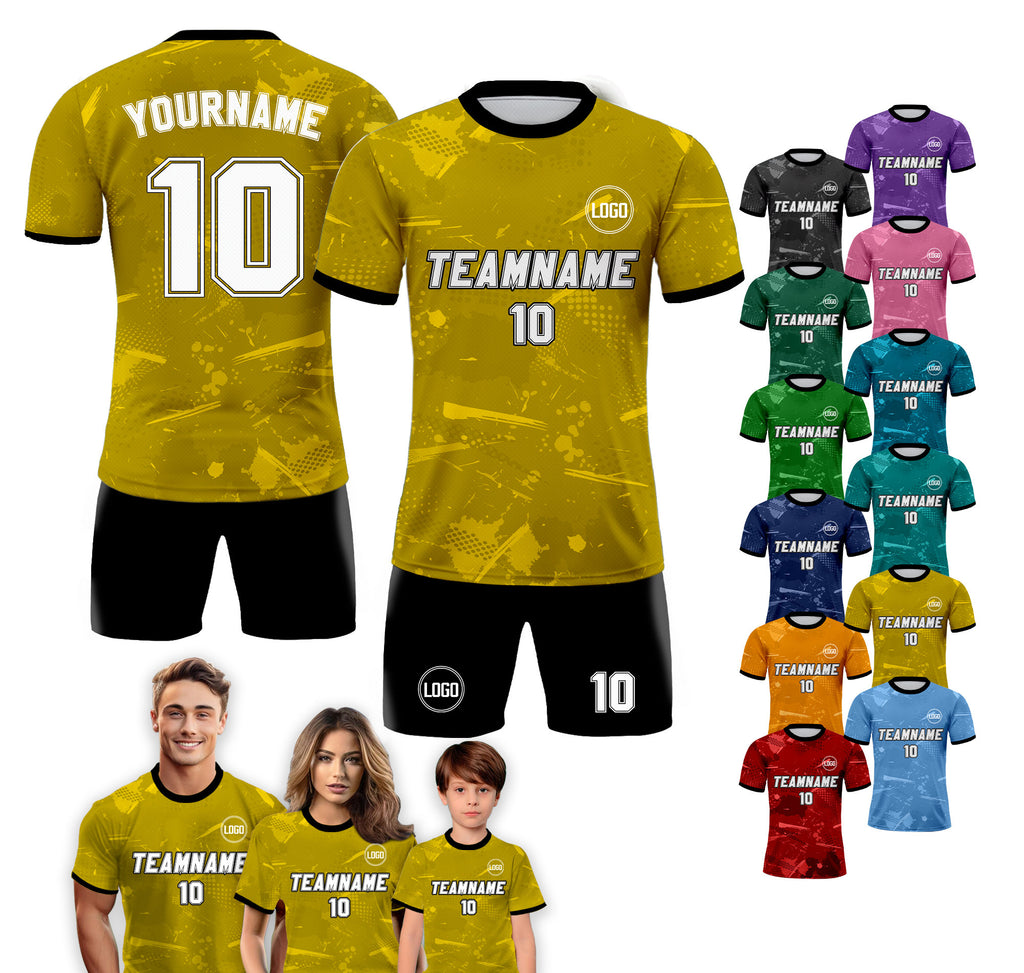 Custom Soccer Jersey for Men Women Youth Kid Team Uniform, Personalized Jersey with Team Name Number, Yellow Soccer Jersey Sublimation