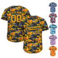 Printed Personalized Yellow Camo Baseball Jersey with Teamname Name Number, Gift for Baseball Fans, Custom Jerseys Shirt for Men Women Youth