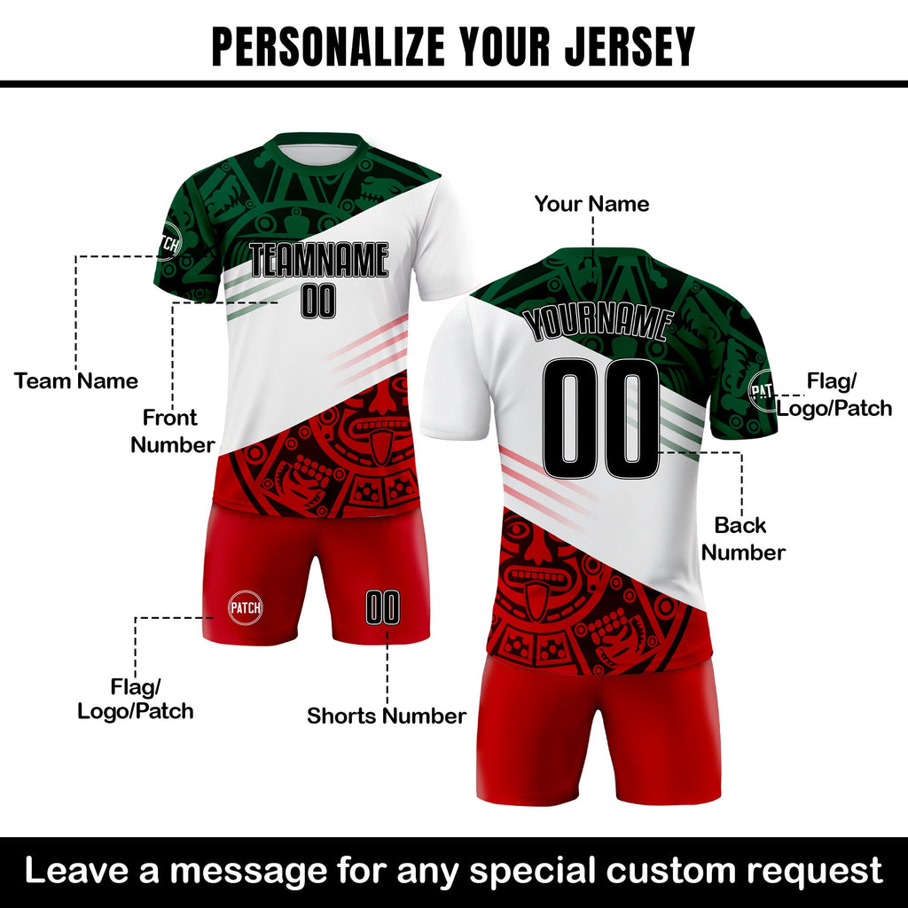 Custom Mexico Soccer Jersey for Men Women Youth Kid Uniform Shirt for Fans Player Personalized Name Number Logo National Team Soccer Jersey