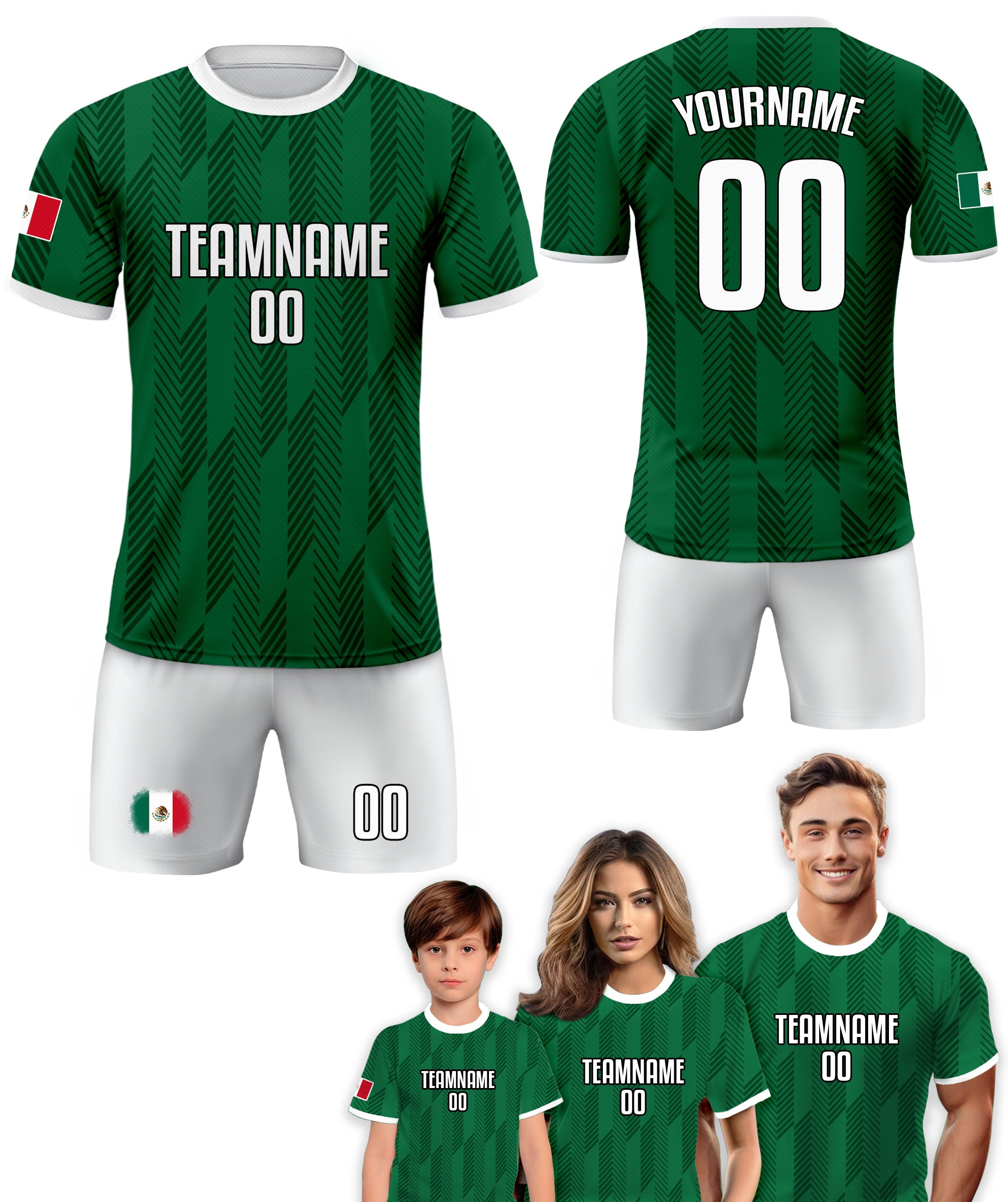 Custom Mexico Soccer Jersey for Men Women Youth Kid Uniform Shirt for Fan Player, Personalized Name Number Logo National Soccer Jersey Shirt