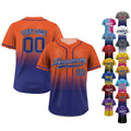 Gradient Custom Baseball Jersey with Teamname Name Number, Jerseys Shirt for Men Women Youth Kid Printed Navy Orange, Gift for Baseball Fans