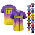 Custom Gradient Baseball Jersey with Team Name Number, Custom Jersey Shirt for Men Women Youth Kid, Gift for Baseball Fan Gift Purple Yellow