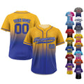Yellow Royal Blue Baseball Jersey Custom Teamname Name Number, Gradient Jerseys Shirt for Men Women Youth Kid, Gifts for Baseball Lovers