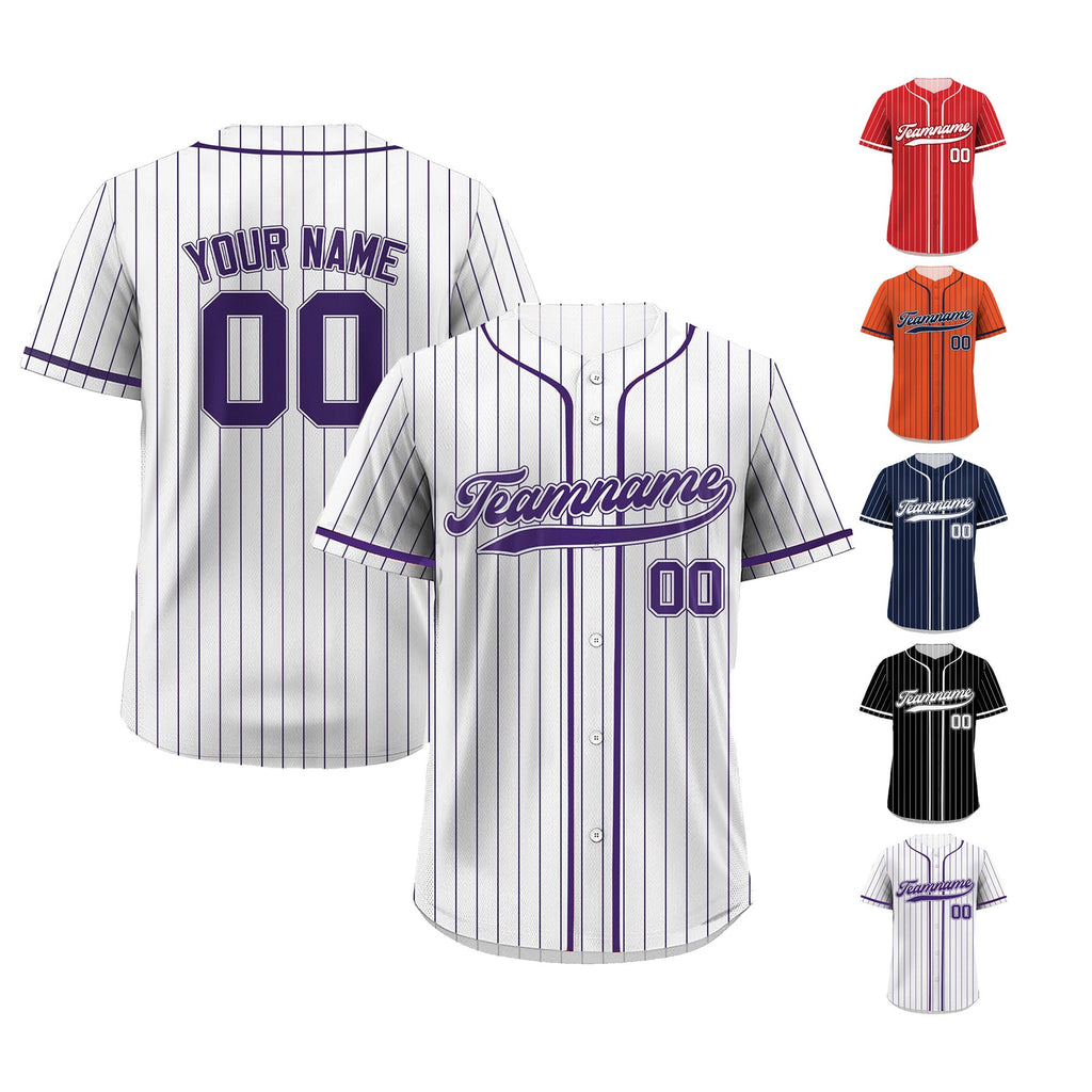 Pinstripe Custom Baseball Jersey with Teamname Name Number Logo, Personalized Jersey Shirt for Men Women Youth Kid, Gift for Baseball Fan