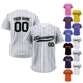 Pinstripe Custom Baseball Jersey with Teamname Name Number, Jerseys Shirt for Men Women Youth Kid, Gift for Fans Printed White Black Navy