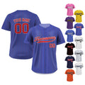 Printed Royal Blue Red Pinstripe Custom Baseball Jersey with Teamname Name Number, Jerseys Shirt for Men Women Youth, Gift for Baseball Fans