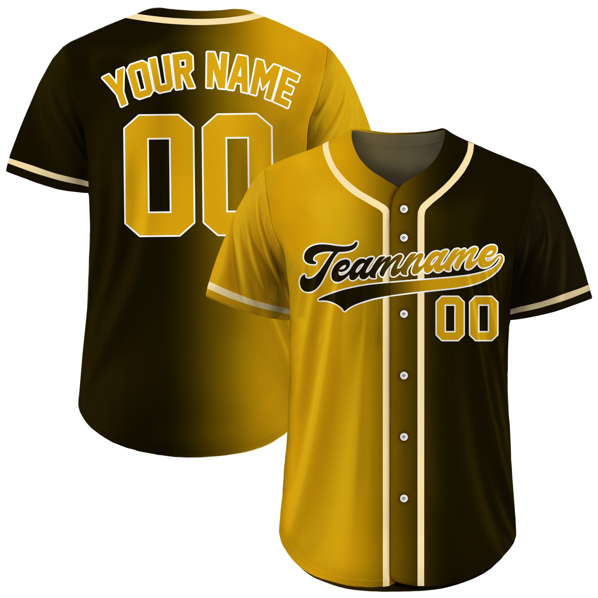 Custom Baseball Jersey Gradient with Teamname Name Number, Custom Jersey Shirt for Men Women Youth Kid, Gift for Baseball Fans Black Yellow