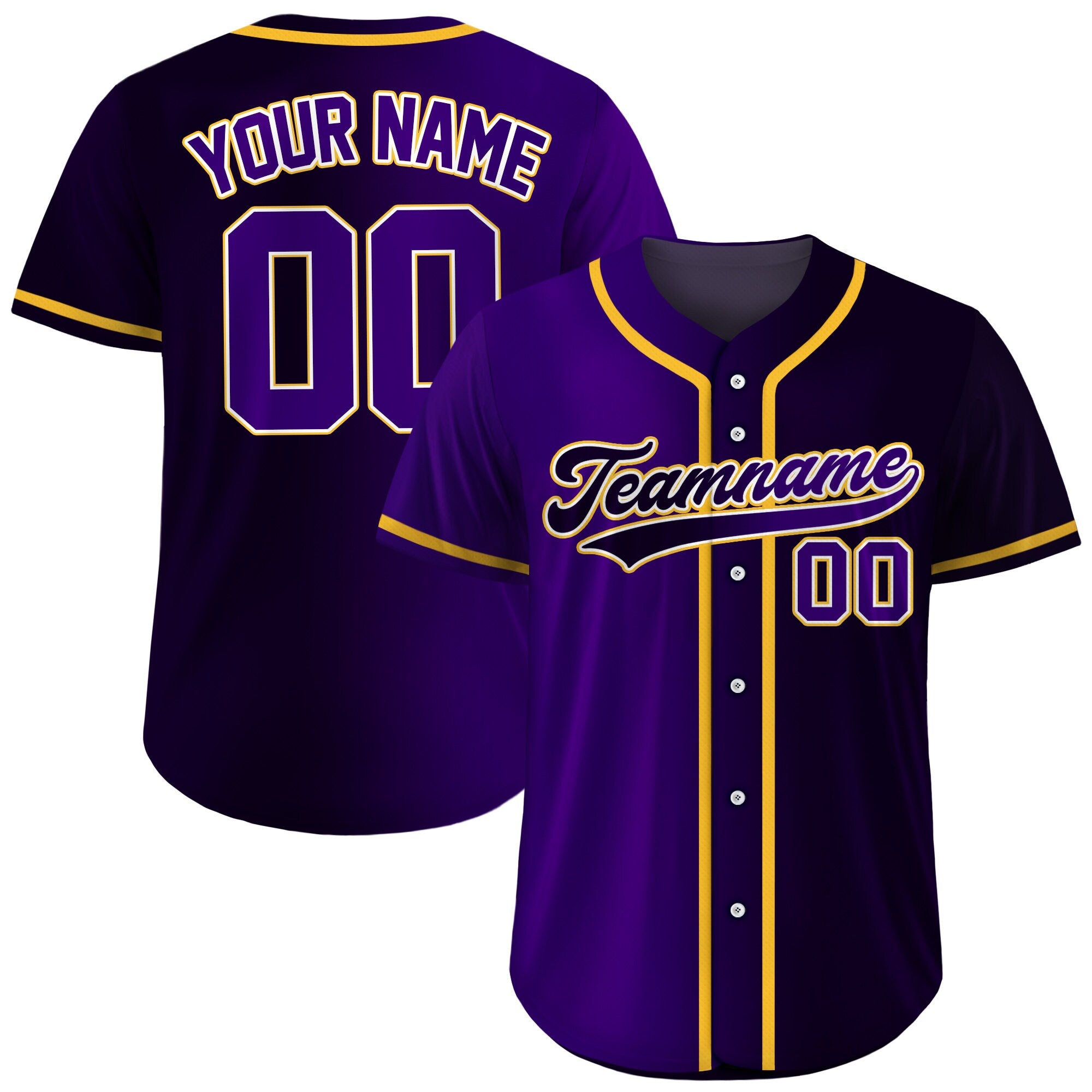 Custom Baseball Jersey Gradient with Teamname Name Number, Custom Jersey Shirt for Men Women Youth Kid, Gift for Baseball Fans Black Purple