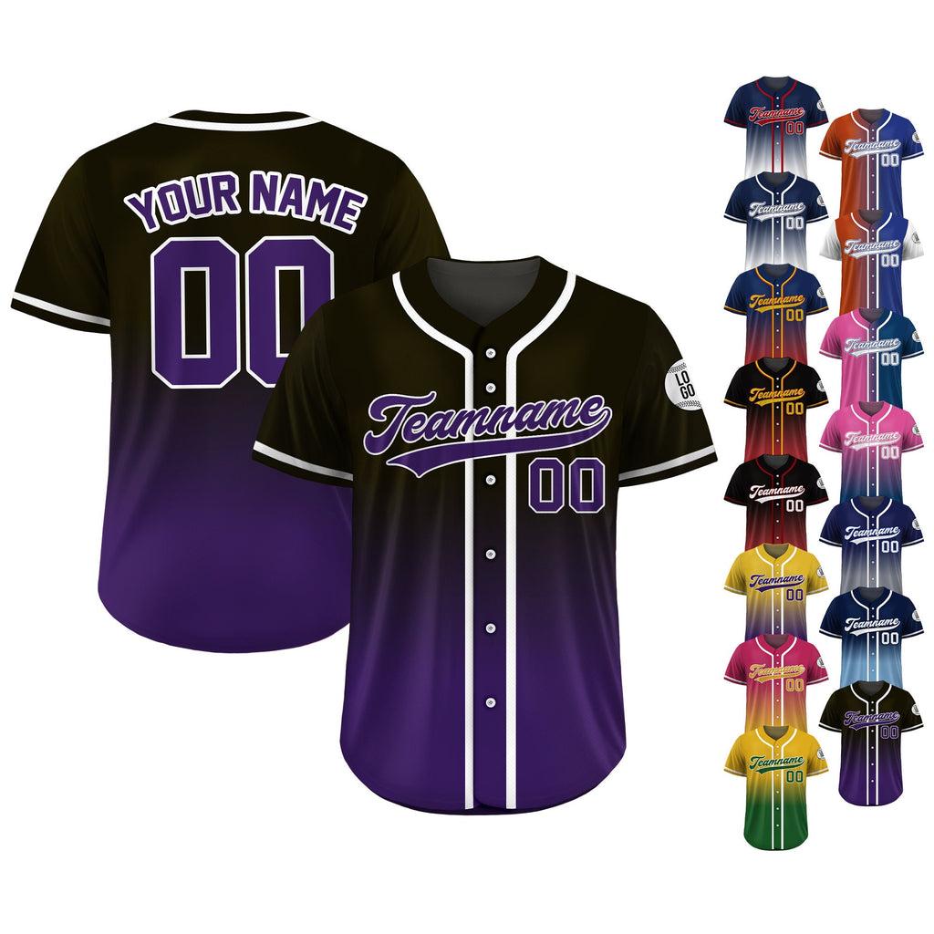 Gradient Custom Baseball Jersey with Team Name Number, Personalized Jersey Shirt for Men Women Youth Kid, Gifts for Baseball Fans