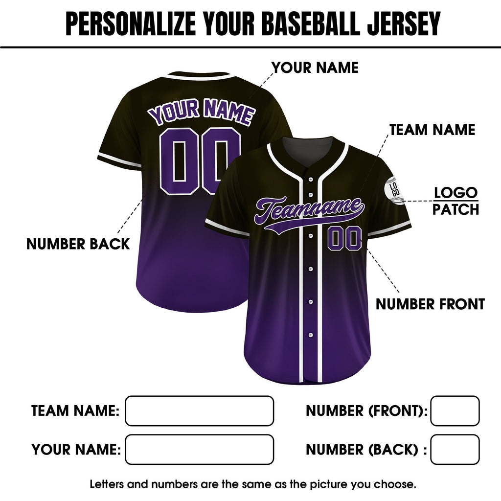 Gradient Custom Baseball Jersey with Team Name Number, Personalized Jersey Shirt for Men Women Youth Kid, Gifts for Baseball Fans