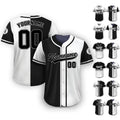 Personalized Team Name Number Logo Baseball Jersey, Custom Jersey for Men Women Youth Kid, Printed Black White Split Jersey Button Down