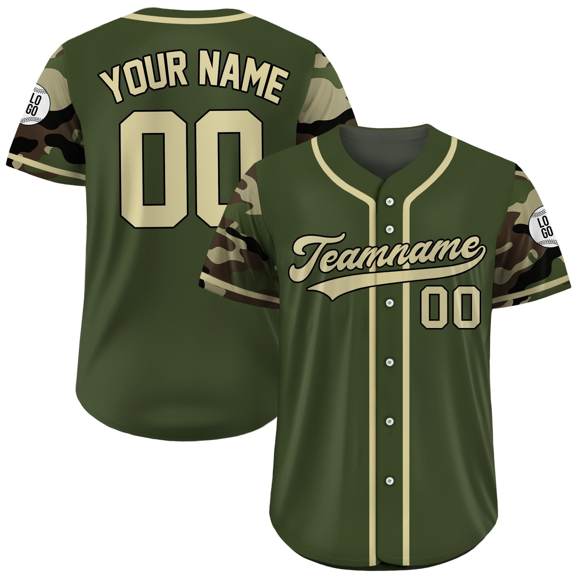 Custom Camouflage Baseball Jersey with Teamname Name Number Logo, Personalized Baseball Jersey For Adult Kid, Camo Baseball Uniform For Fans