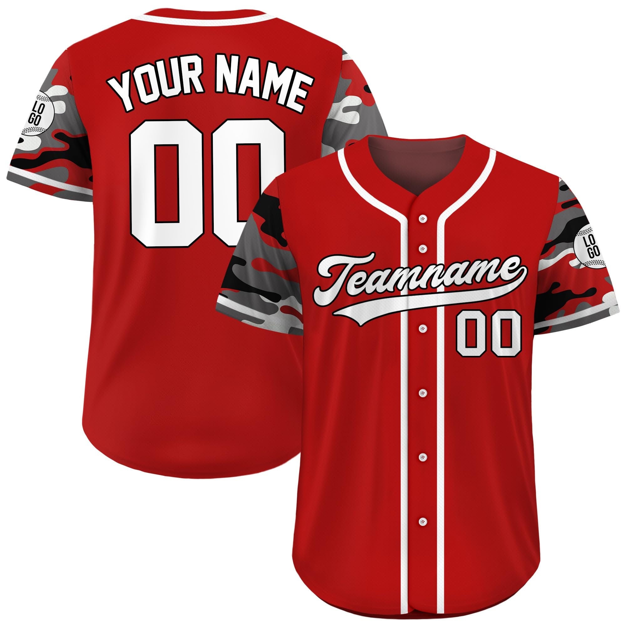 Custom Camouflage Baseball Jersey with Teamname Name Number Logo, Personalized Baseball Jersey For Adult Kid, Camo Baseball Uniform For Fans