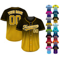 Custom Baseball Jersey Gradient with Teamname Name Number Logo, Personalized Jersey Shirt for Adult Kid, Gift for Baseball Fans Brown Yellow