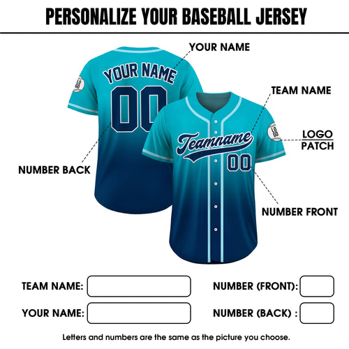 Custom Baseball Jersey Gradient with Teamname Name Number Logo, Personalized Jersey Shirt for Adult Kid, Gift for Baseball Fans Navy Blue