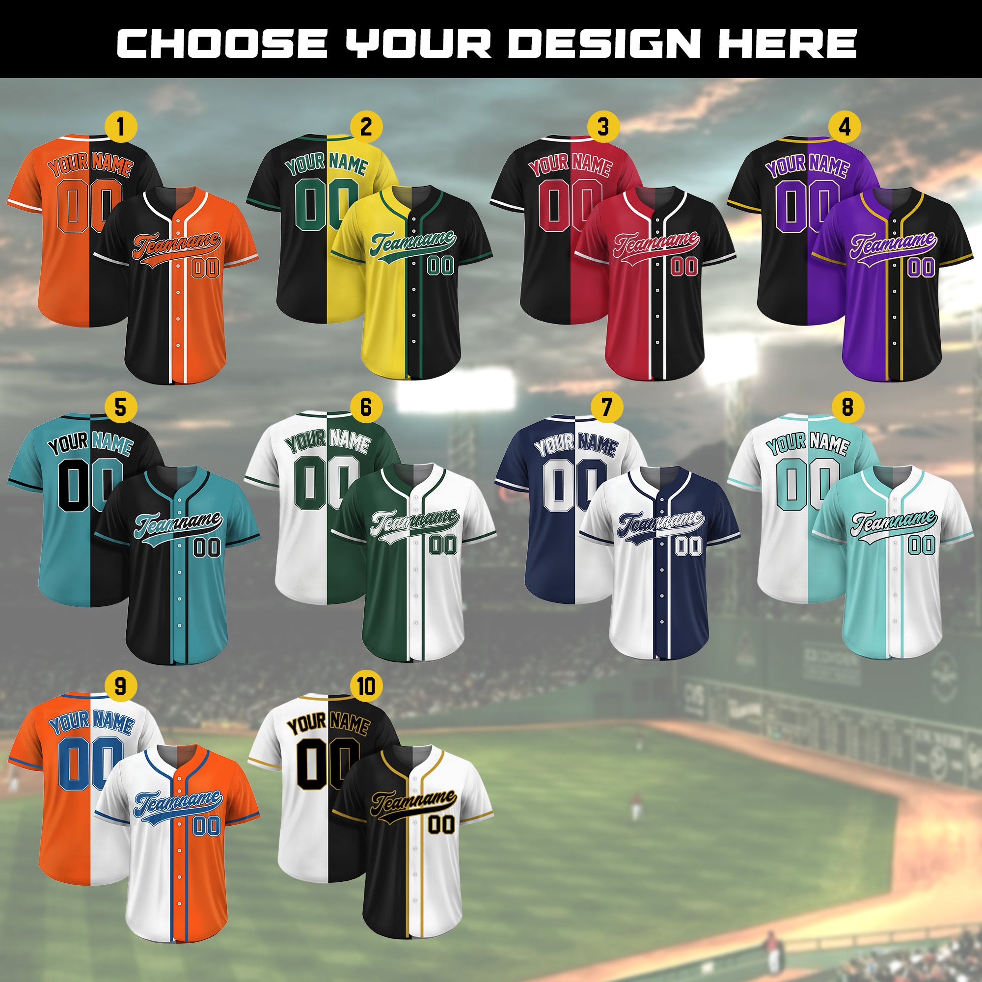 Custom Two Team Baseball Jersey For Adult Kid, Custom Team Name Number Logo Split Jersey, Half and half Jersey Gift For Him