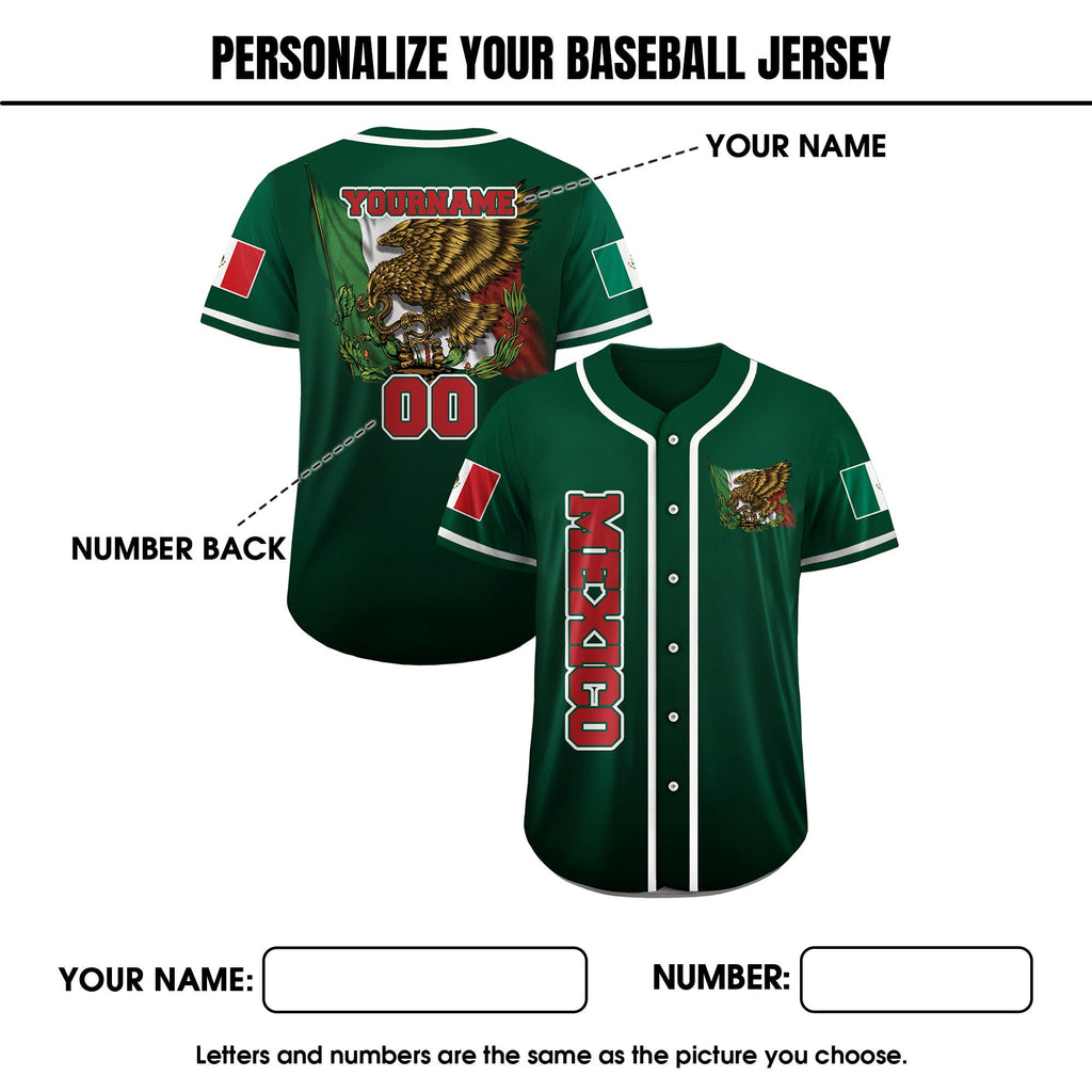 Personalization Baseball Jersey Mexico, Custom Team Name Number Mexican Jersey Shirt for Men Women Youth Kid Game Day Outfit For Mexico Fans