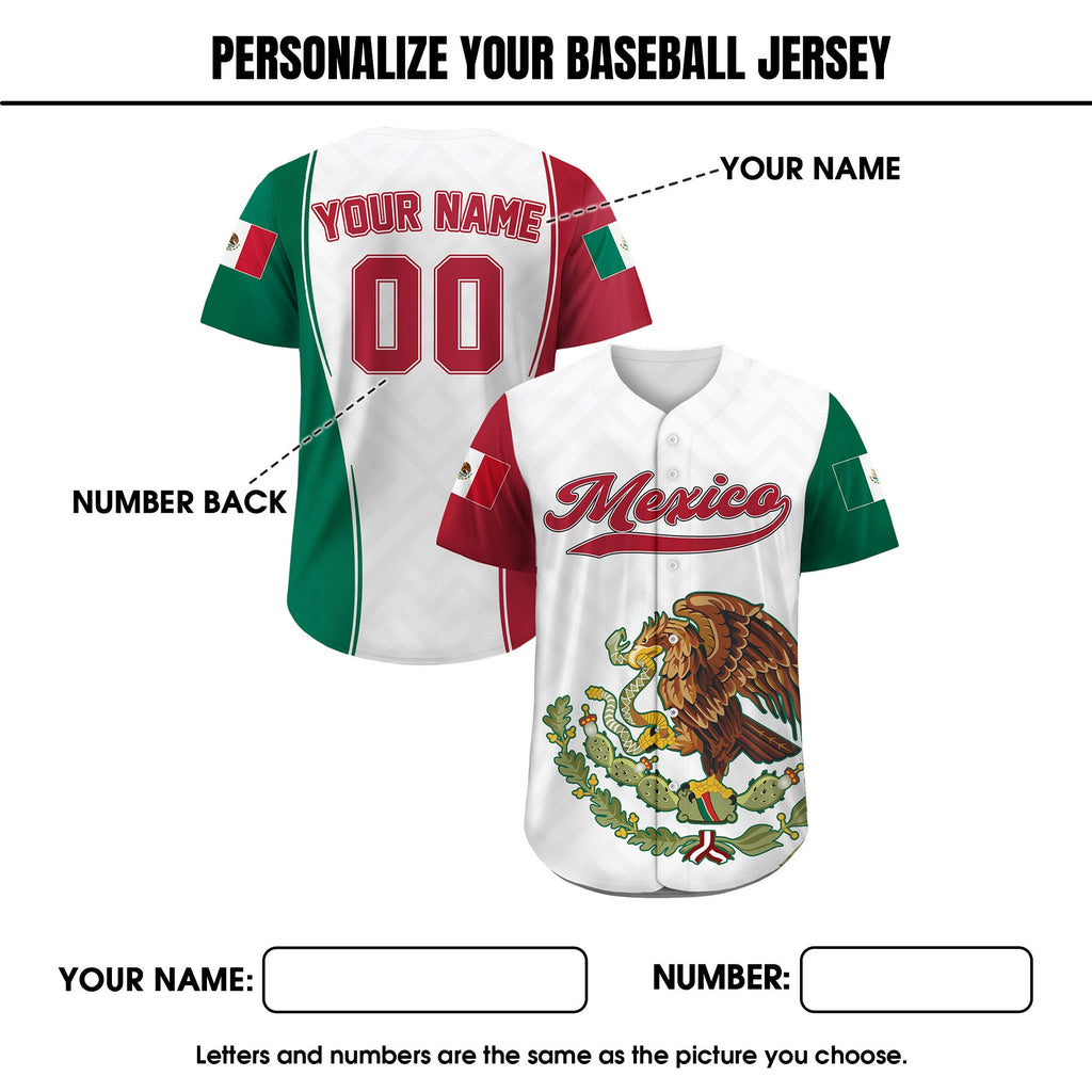 Personalization Mexico Baseball Jersey, Custom Team Name Number Mexican Jersey Shirt for Men Women Youth Kid Game Day Outfit For Mexico Fans