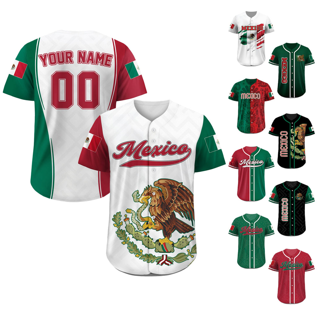 Personalization Mexico Baseball Jersey, Custom Team Name Number Mexican Jersey Shirt for Men Women Youth Kid Game Day Outfit For Mexico Fans