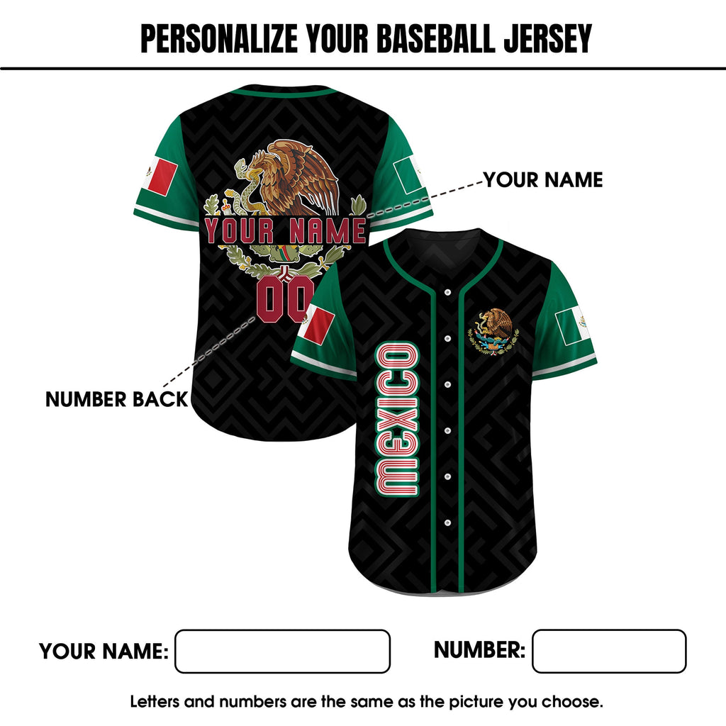 Personalization Baseball Jersey Mexico, Custom Team Name Number Mexican Jersey Shirt for Men Women Youth Kid Game Day Outfit For Mexico Fans