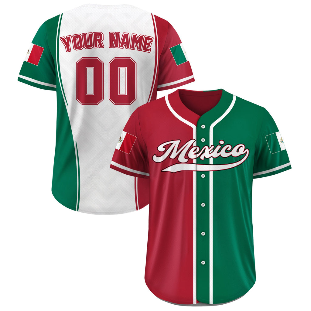 Personalized Mexico Baseball Jersey, Custom Team Name Number Mexican Jersey Shirt for Men Women Youth Kid Game Day Outfit For Mexico Fans