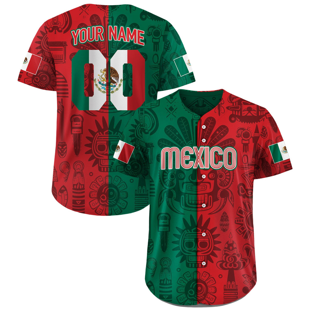 Personalized Mexico Baseball Jersey, Custom Team Name Number Mexican Jersey Shirt for Men Women Youth Kid Game Day Outfit For Mexico Fans