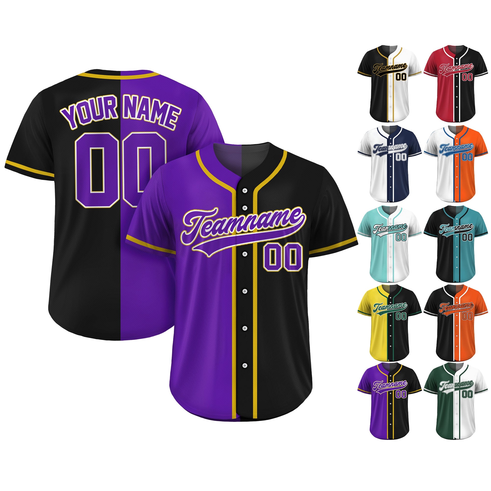 Custom Two Team Baseball Jersey For Adult Kid, Custom Team Name Number Logo Split Jersey, Half and half Jersey Gift For Him