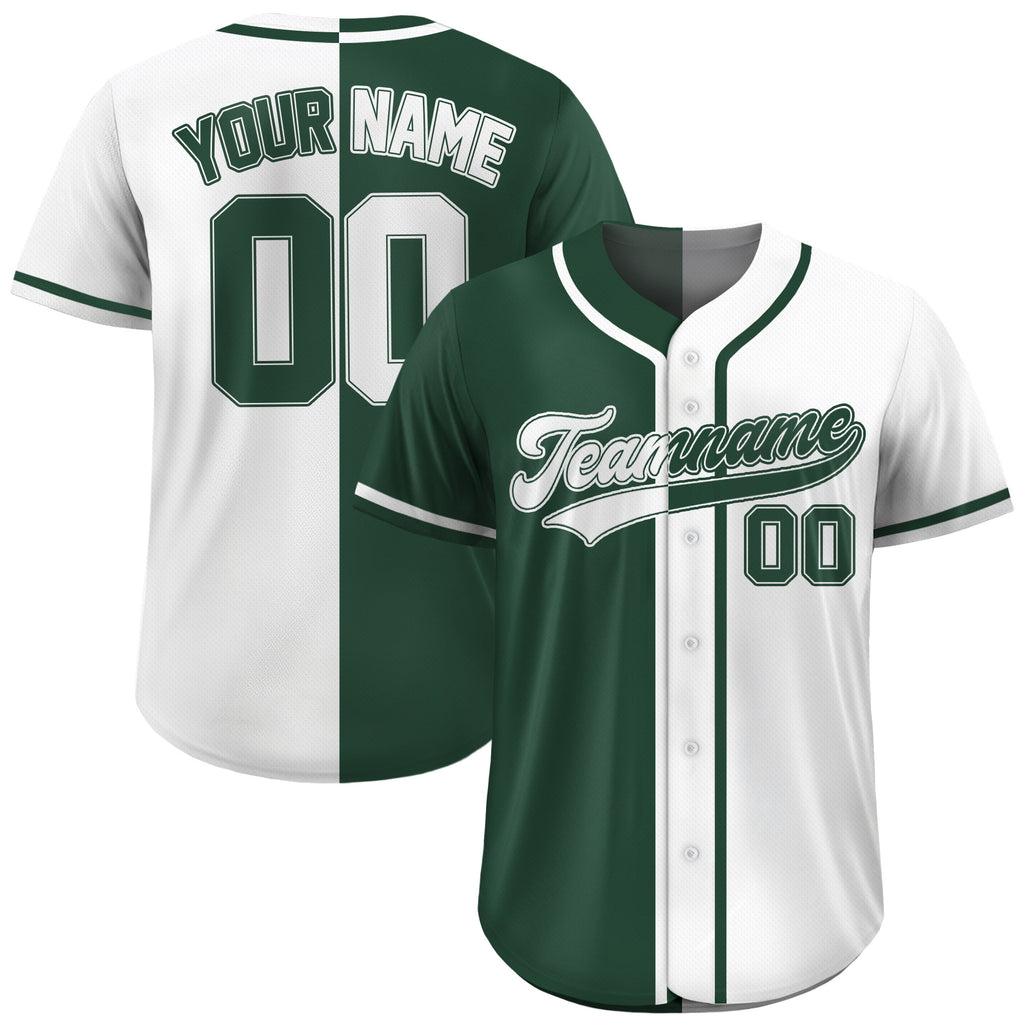 Custom Split Baseball Jersey For Adult Kid, Custom Team Name Number Logo Jersey, Personalized Baseball Jersey Uniform Split Green White