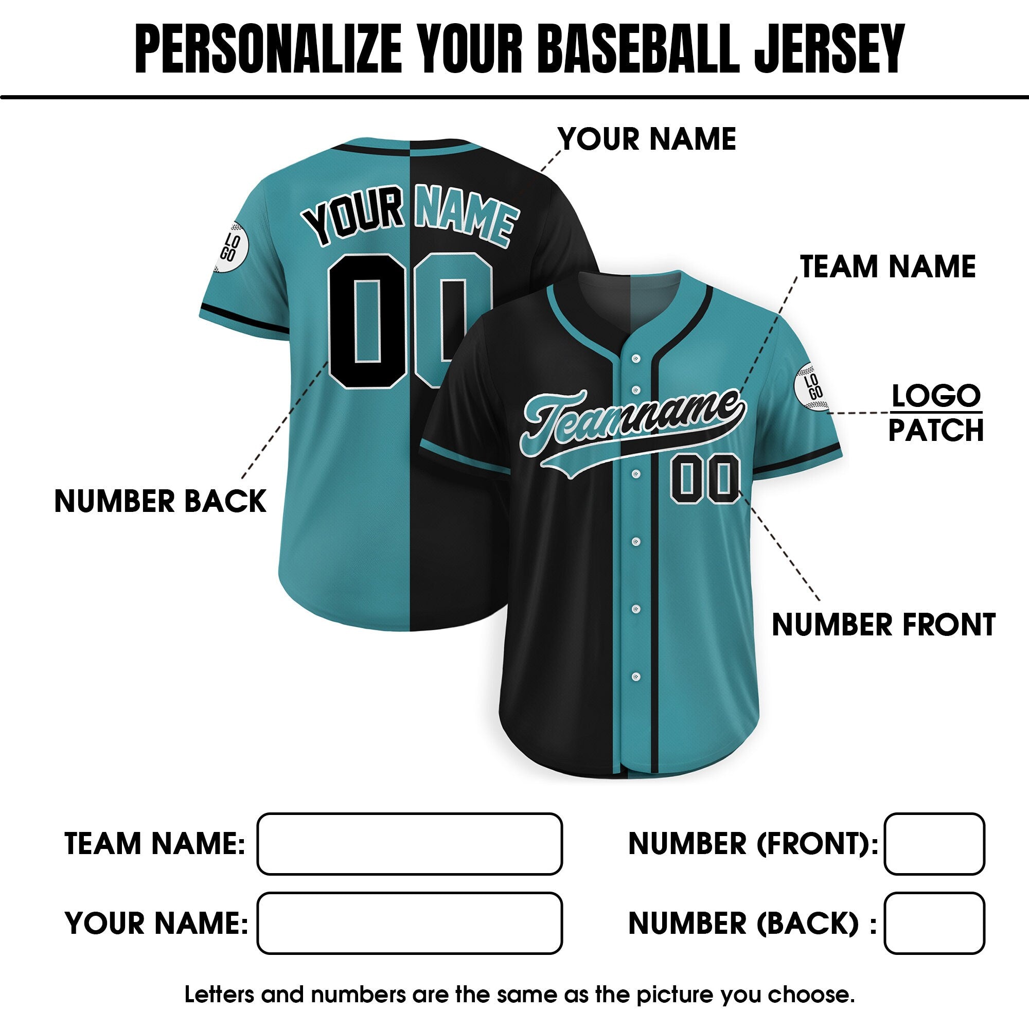 Custom Split Baseball Jersey For Adult Kid, Custom Team Name Number Logo Jersey, Personalized Baseball Jersey Uniform Split Black