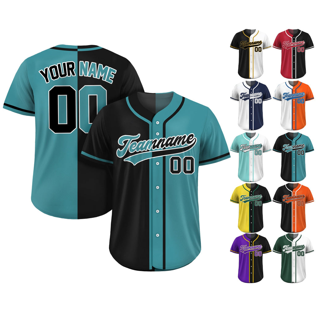 Custom Split Baseball Jersey For Adult Kid, Custom Team Name Number Logo Jersey, Personalized Baseball Jersey Uniform Split Black