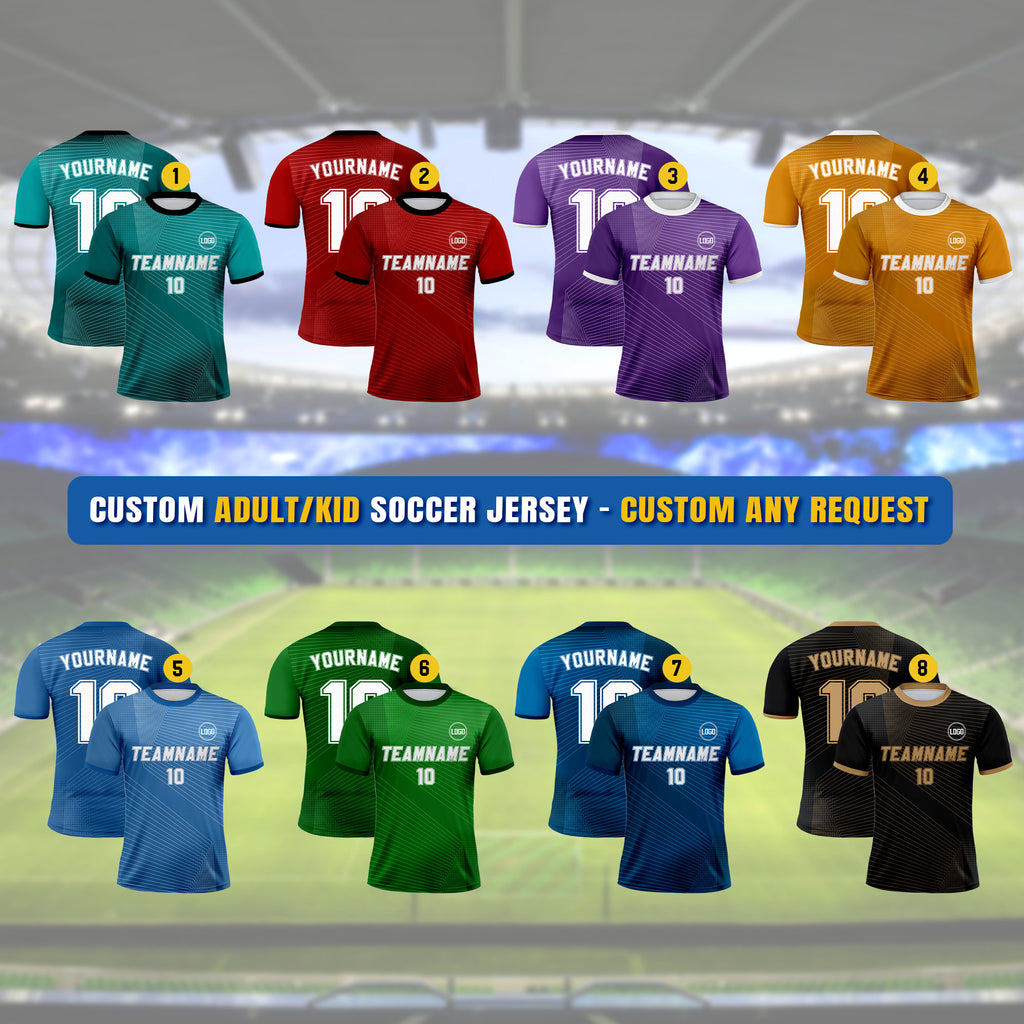Custom Soccer Jersey for Men Women Youth Kid Team Uniform, Personalized Jersey with Team Name Number, Customized Soccer Jersey Sublimation