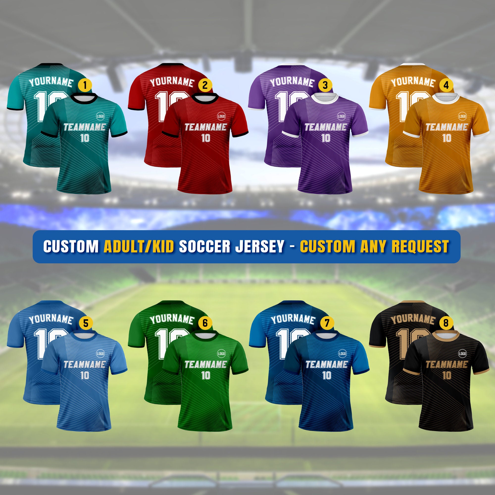 Custom Soccer Jersey for Men Women Youth Kid Team Uniform, Personalized Jersey with Team Name Number, Customized Soccer Jersey Sublimation