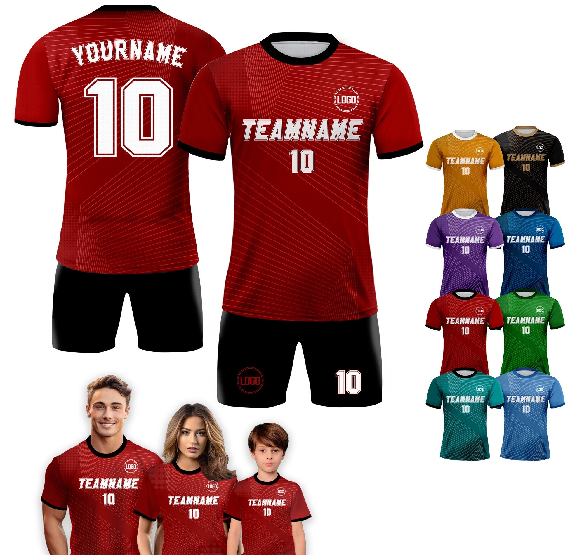 Custom Soccer Jersey for Men Women Youth Kid Team Uniform, Personalized Jersey with Team Name Number, Red Soccer Jersey Sublimation