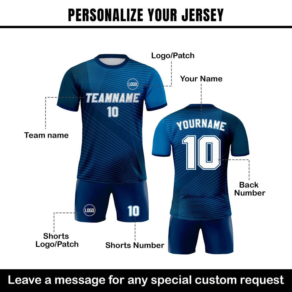 Custom Soccer Jersey for Men Women Youth Kid Team Uniform, Personalized Jersey with Team Name Number, Blue Navy Soccer Jersey Sublimation