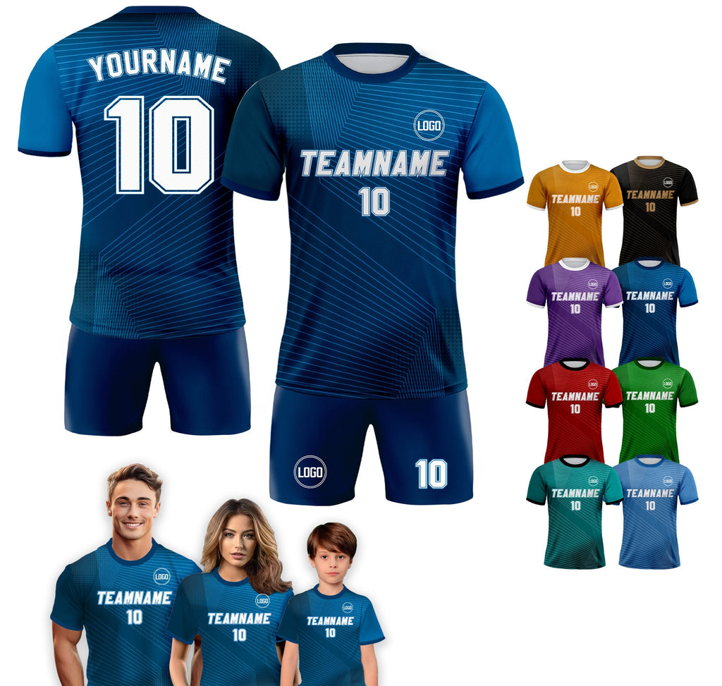 Custom Soccer Jersey for Men Women Youth Kid Team Uniform, Personalized Jersey with Team Name Number, Blue Navy Soccer Jersey Sublimation