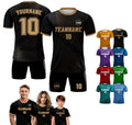 Personalized Jersey Soccer with Team Name Number, Custom Soccer Jersey for Men Women Youth Kid Team Uniform, Black Soccer Jersey Sublimation