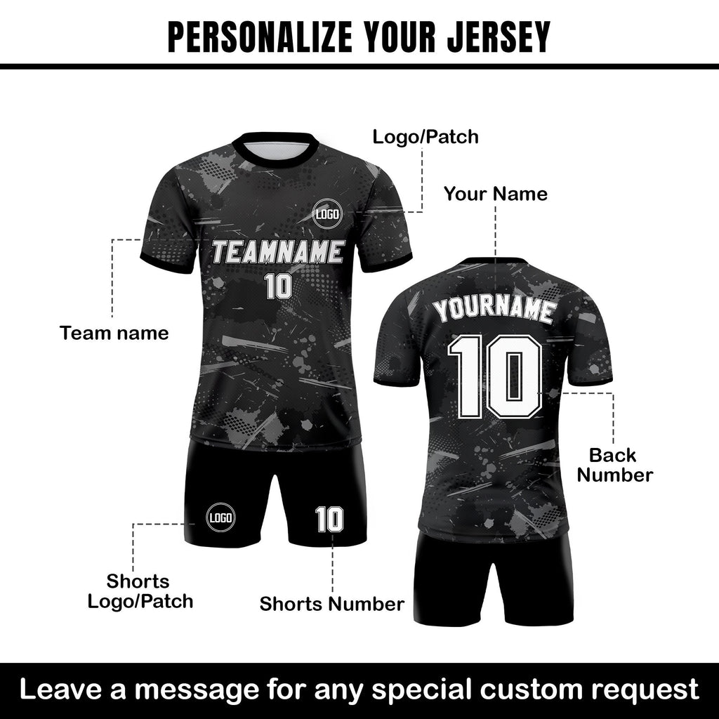 Custom Soccer Jersey for Men Women Youth Kid Team Uniform, Personalized Jersey with Team Name Logo Number, Black Soccer Jersey Sublimation