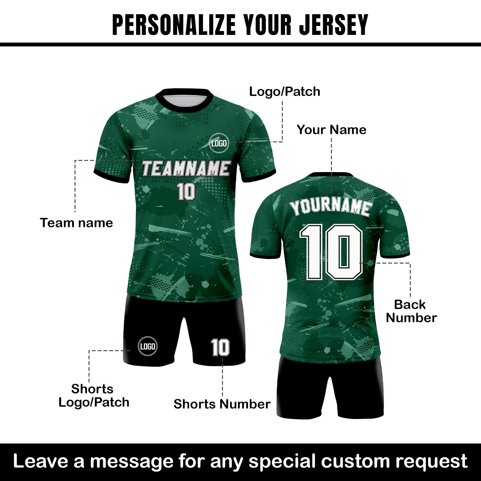 Custom Soccer Jersey for Men Women Youth Kid Team Uniform, Personalized Jersey with Team Name Logo Number, Green Soccer Jersey Sublimation