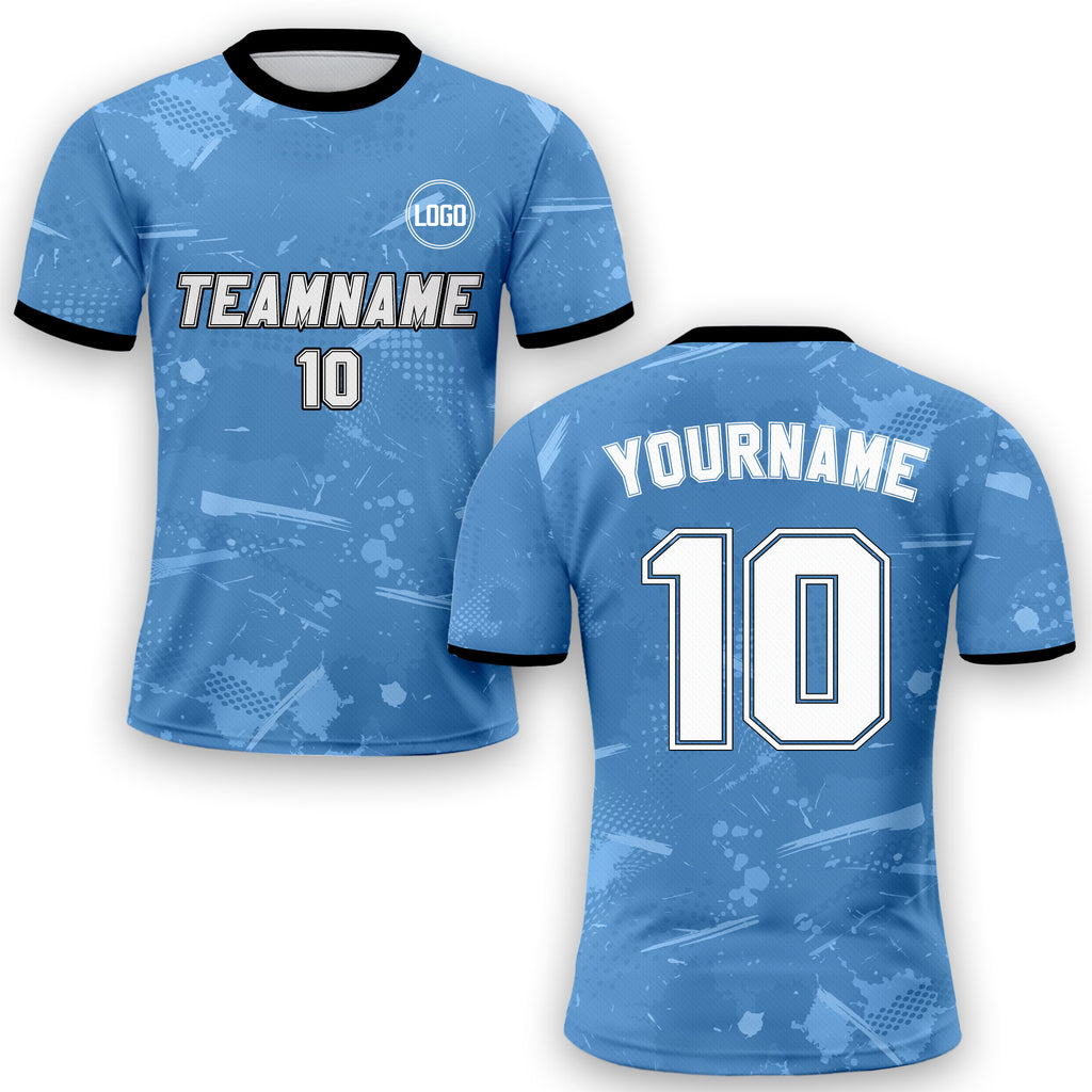 Custom Soccer Jersey for Men Women Youth Kid Team Uniform, Personalized Jersey with Team Name Logo Number, Blue Soccer Jersey Sublimation