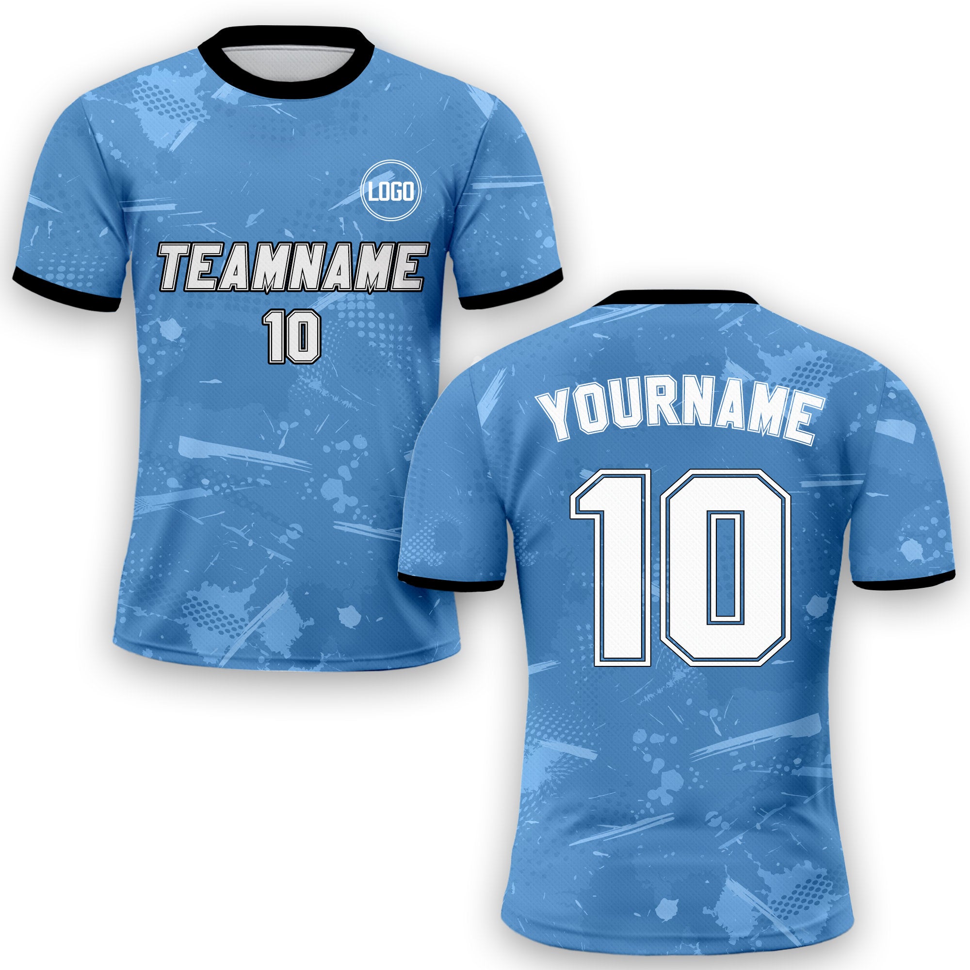 Custom Soccer Jersey for Men Women Youth Kid Team Uniform, Personalized Jersey with Team Name Logo Number, Blue Soccer Jersey Sublimation