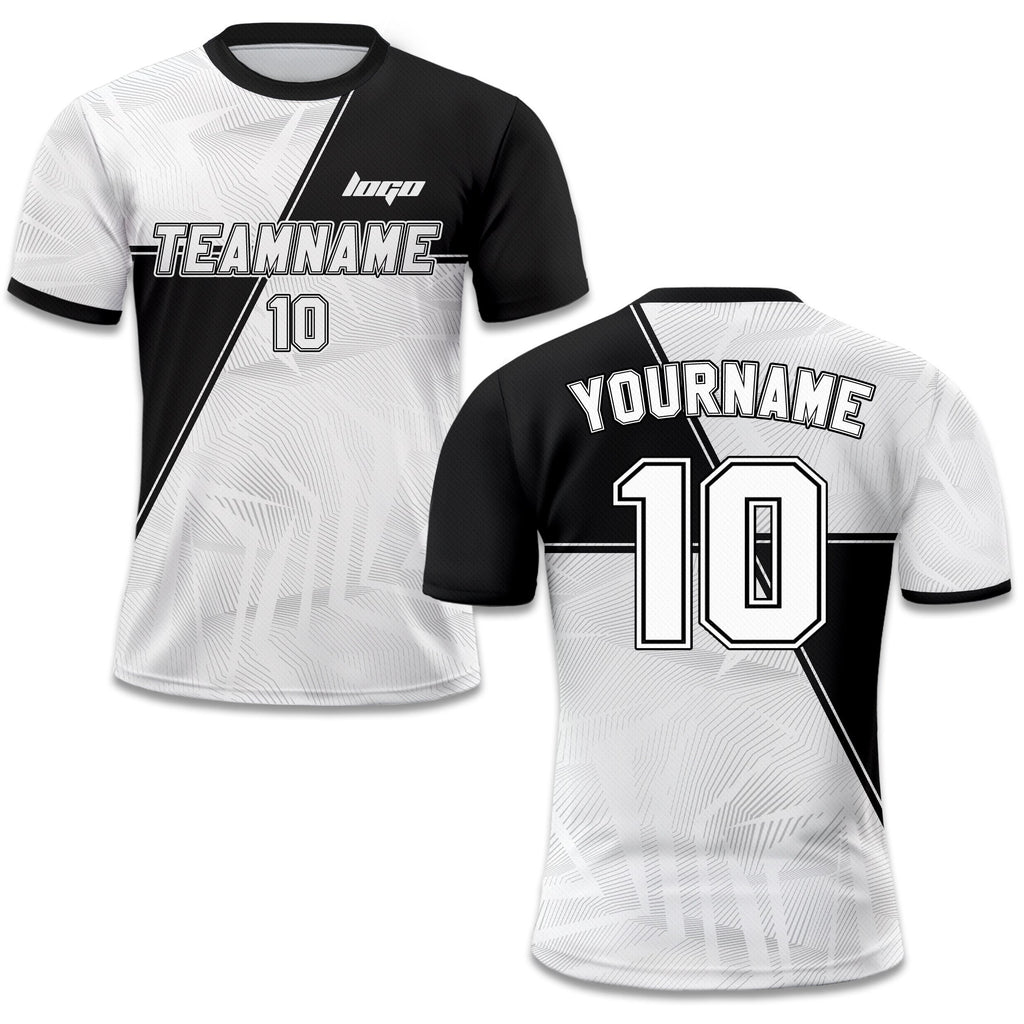 Personalized Jersey with Team Name Number, Custom Soccer Jersey for Adult Kid Team Uniform, Customized Soccer Jersey Sublimation Black White