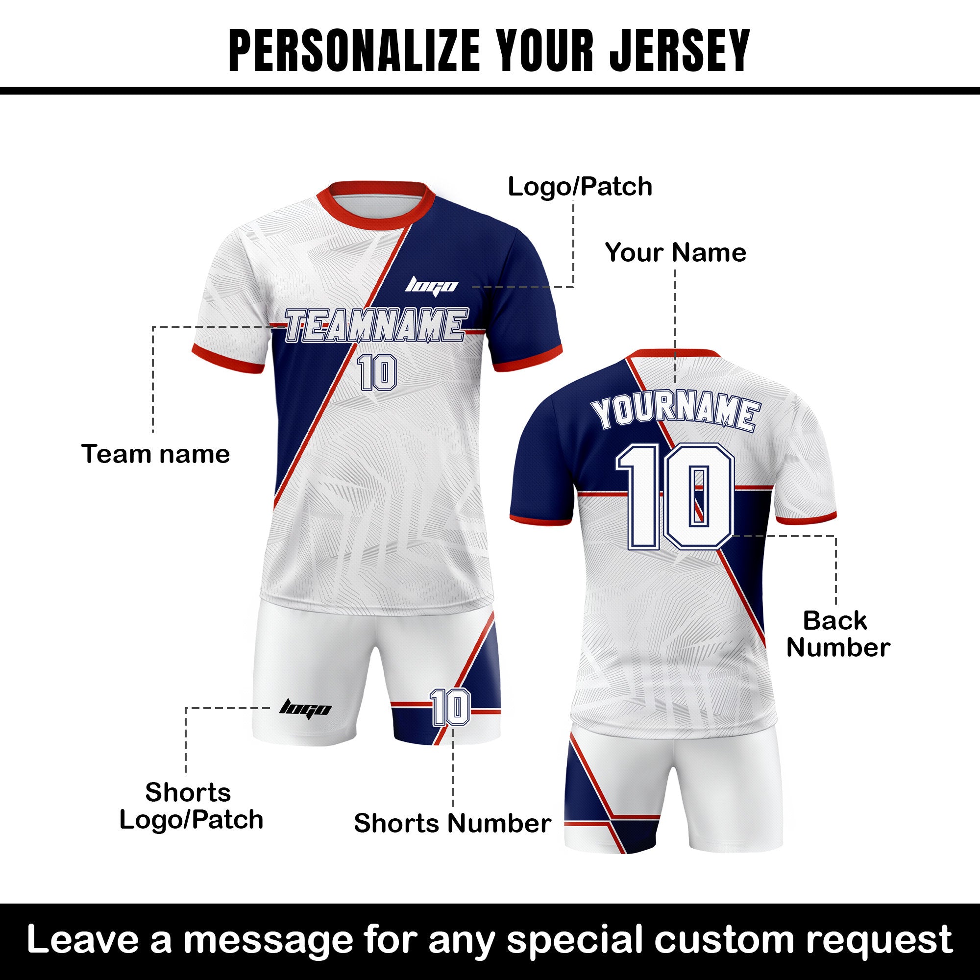 Personalized Jersey with Team Name Number, Custom Soccer Jersey for Adult Kid Team Uniform, Customized Soccer Jersey Sublimation Red Blue