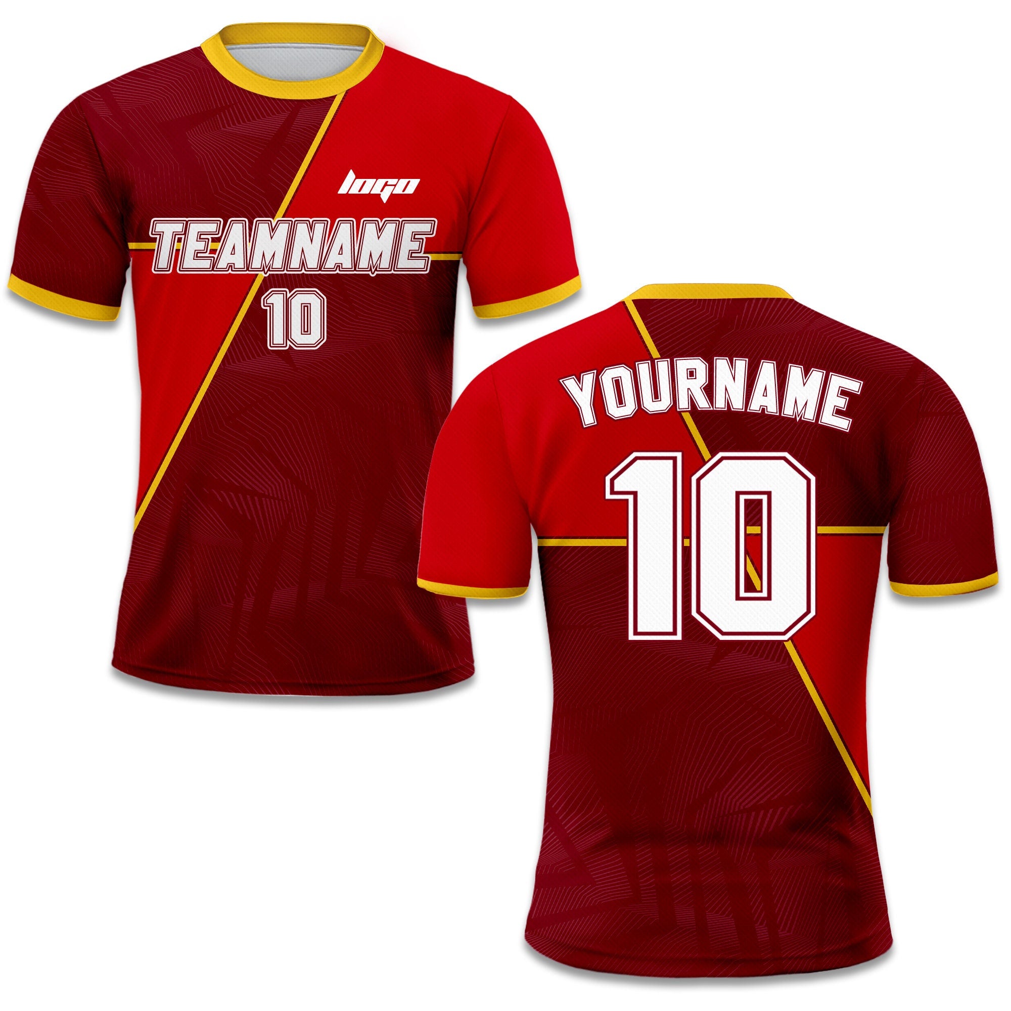 Personalized Jersey with Team Name Number, Custom Soccer Jersey for Adult Kid Team Uniform, Customized Soccer Jersey Sublimation Red