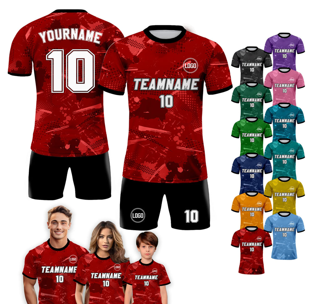 Custom Soccer Jersey for Men Women Youth Kid Team Uniform, Personalized Jersey with Team Name Logo Number, Red Soccer Jersey Sublimation