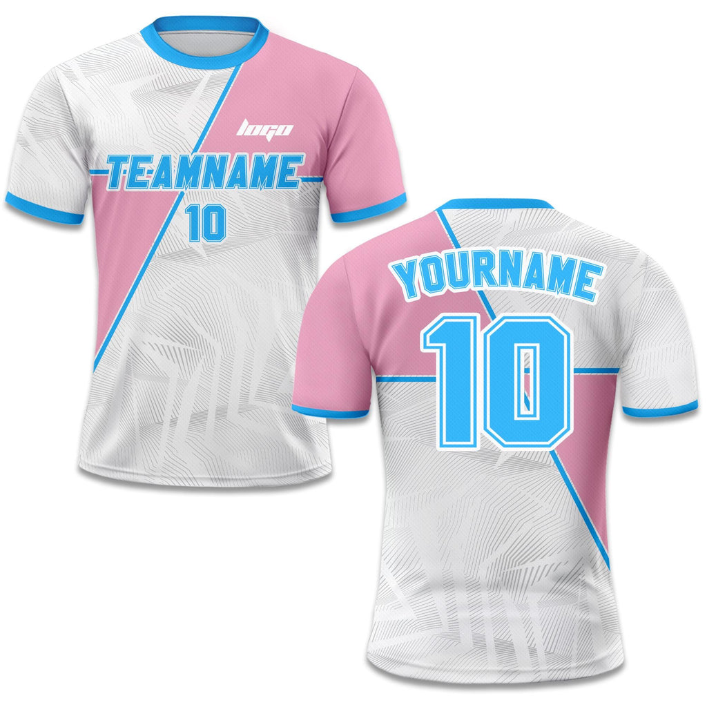 Personalized Jersey with Team Name Number, Custom Soccer Jersey for Adult Kid Team Uniform, Customized Soccer Jersey Sublimation Pink Blue