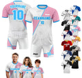 Personalized Jersey with Team Name Number, Custom Soccer Jersey for Adult Kid Team Uniform, Customized Soccer Jersey Sublimation Pink Blue