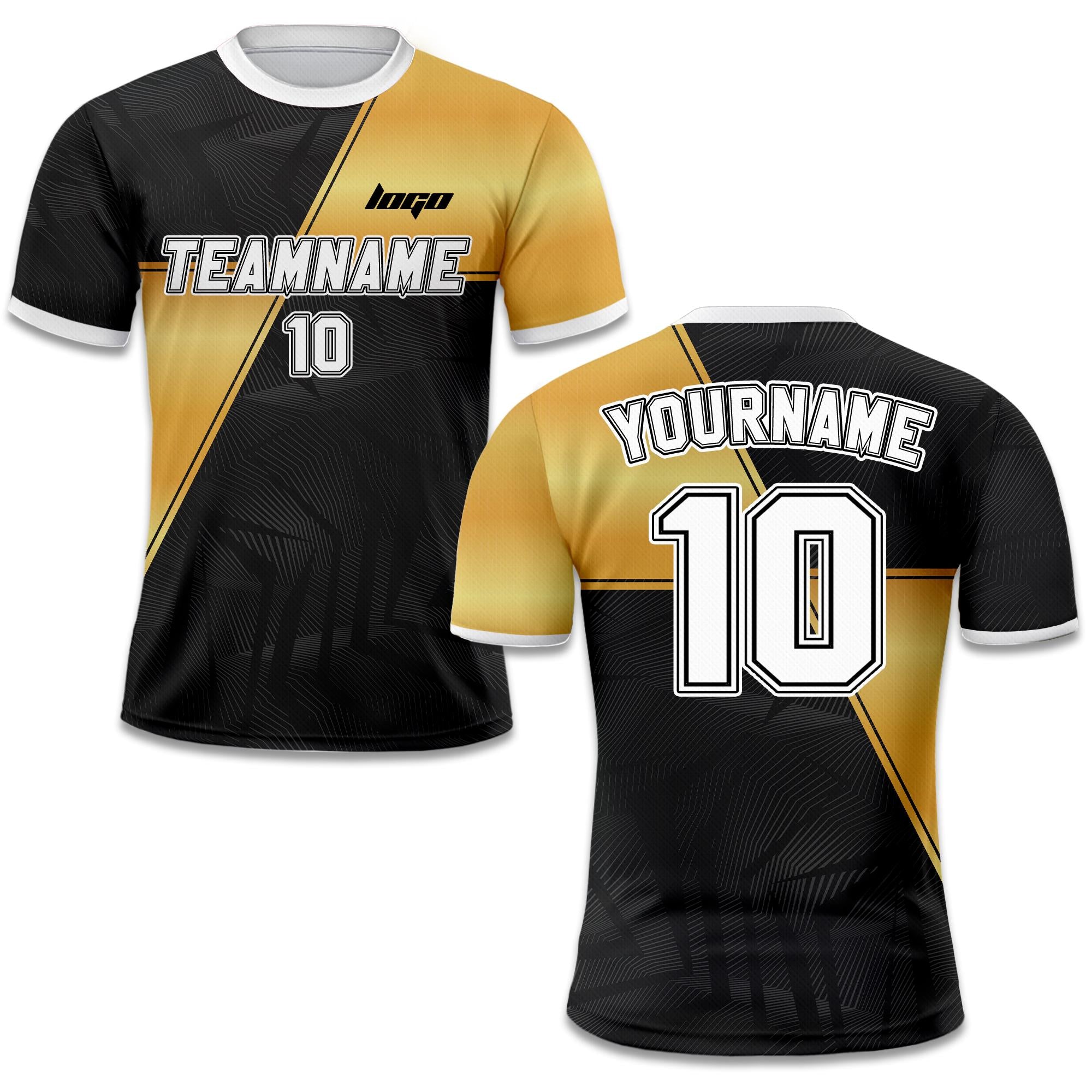 Personalized Jersey with Team Name Number, Custom Soccer Jersey for Adult Kid Team Uniform, Customized Soccer Jersey Sublimation Black Gold
