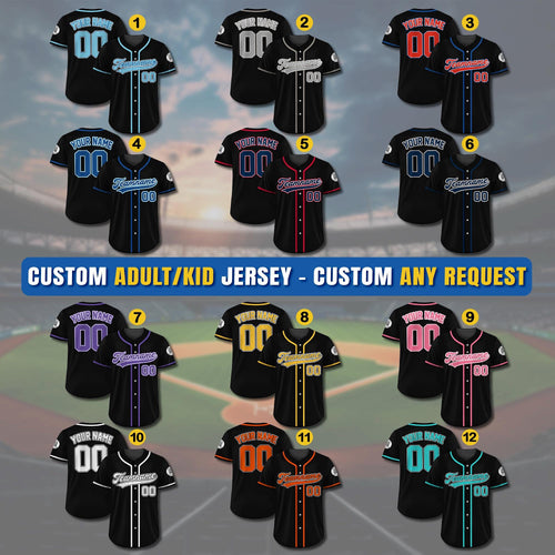 Custom Baseball Jersey, Custom Team Name Number Logo, Personalized Baseball Jersey For Adult Kid, Black Jersey Uniform For Baseball Lovers
